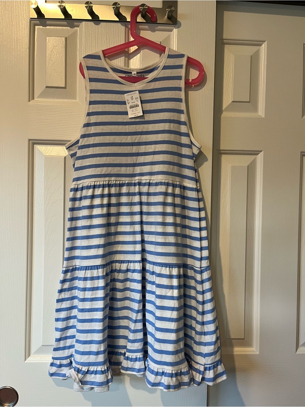 Crewcuts Girls' Blue and White Striped Tiered Dress, size 14, NWT